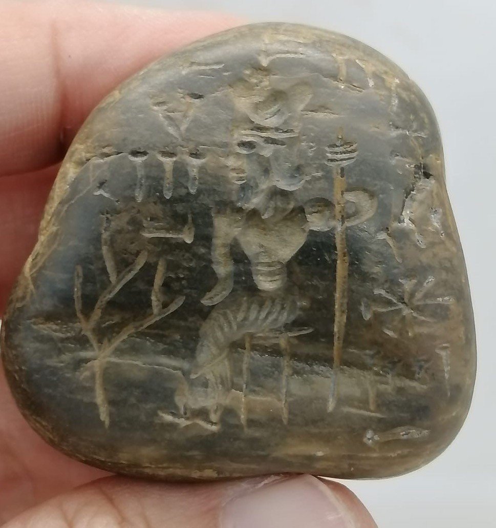 Wonderful Old Intaglio Near Eastern King  Stone Rare Engraved Stone