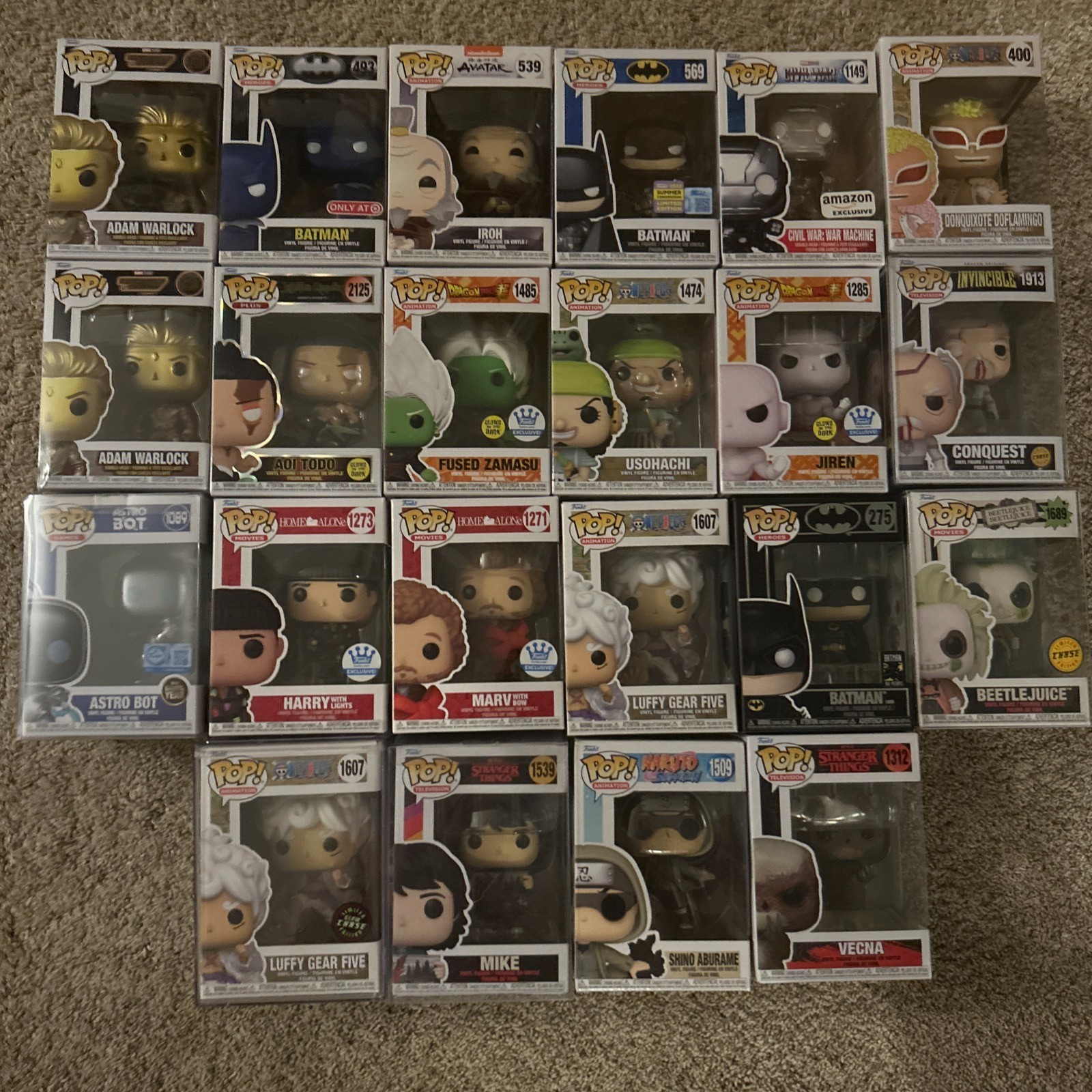 Funko Lot of 22, Marvel, Dc, One piece, Stranger things, Invincible, Dragon ball Funko Lot of 22, Marvel, Dc, One piece, Stranger things, Invincible, Dragon ball
