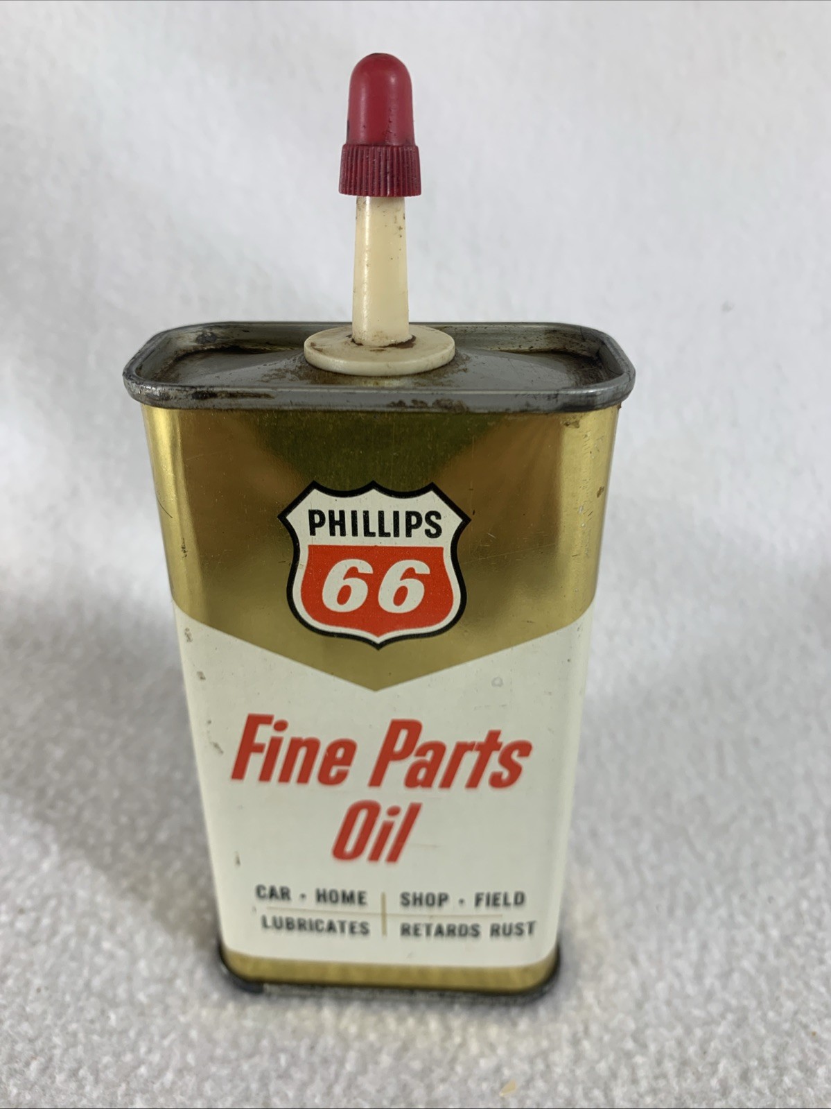 Vintage 1960’s Phillips 66 Fine Parts Oil Empty Handy Household Metal Oil Can