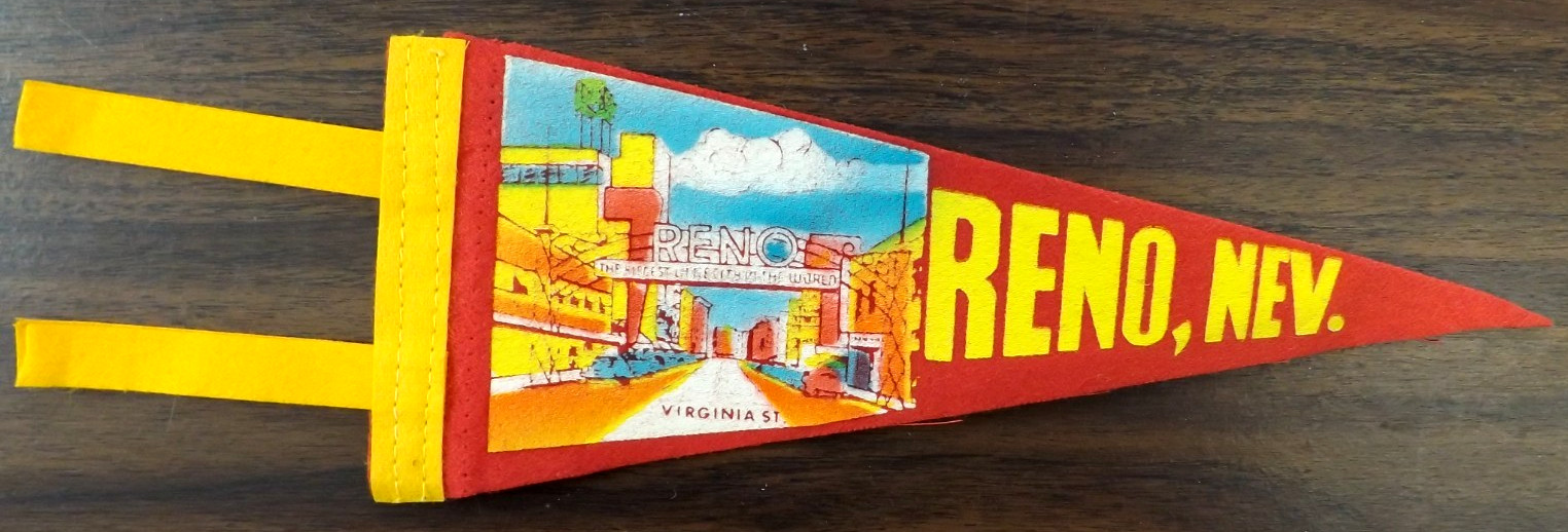 VINTAGE 1960s RENO NEVADA PENNANT 9