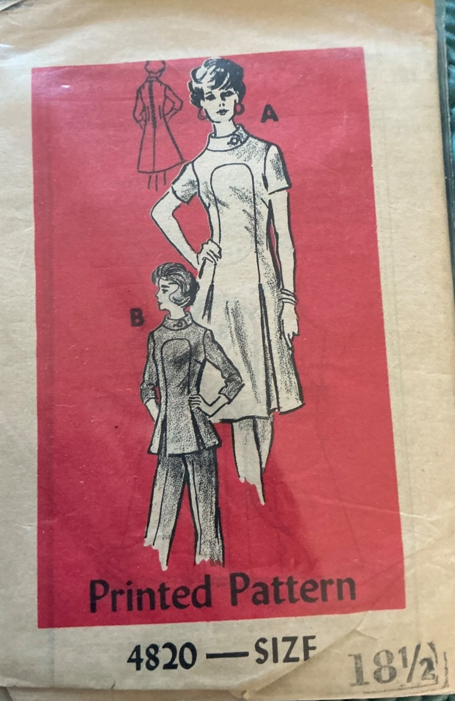 Vintage 1970's Anne Adams 4687 FRONT zip dress Sewing Pattern Women’s Sz 18.5