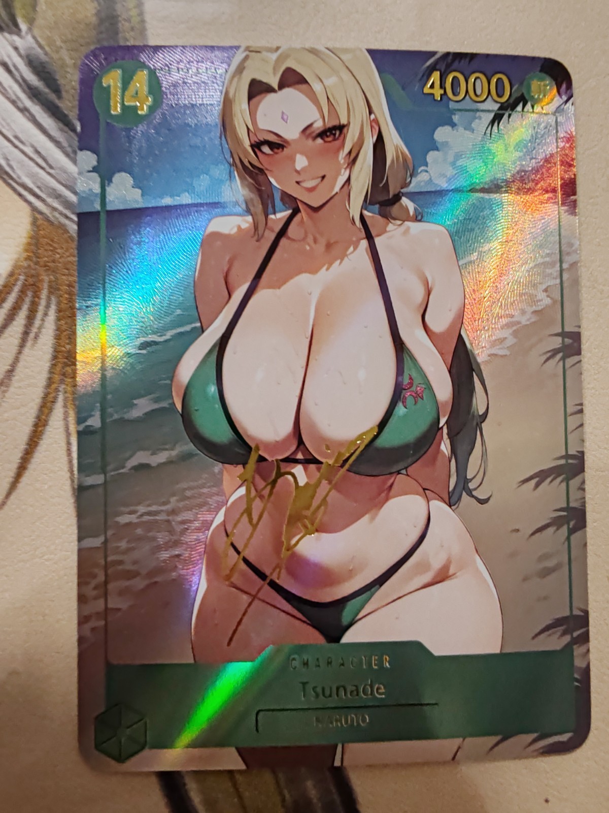 Card White Black Waifu Naruto Sakura Tsunade Hinata Sexy Swimsuit