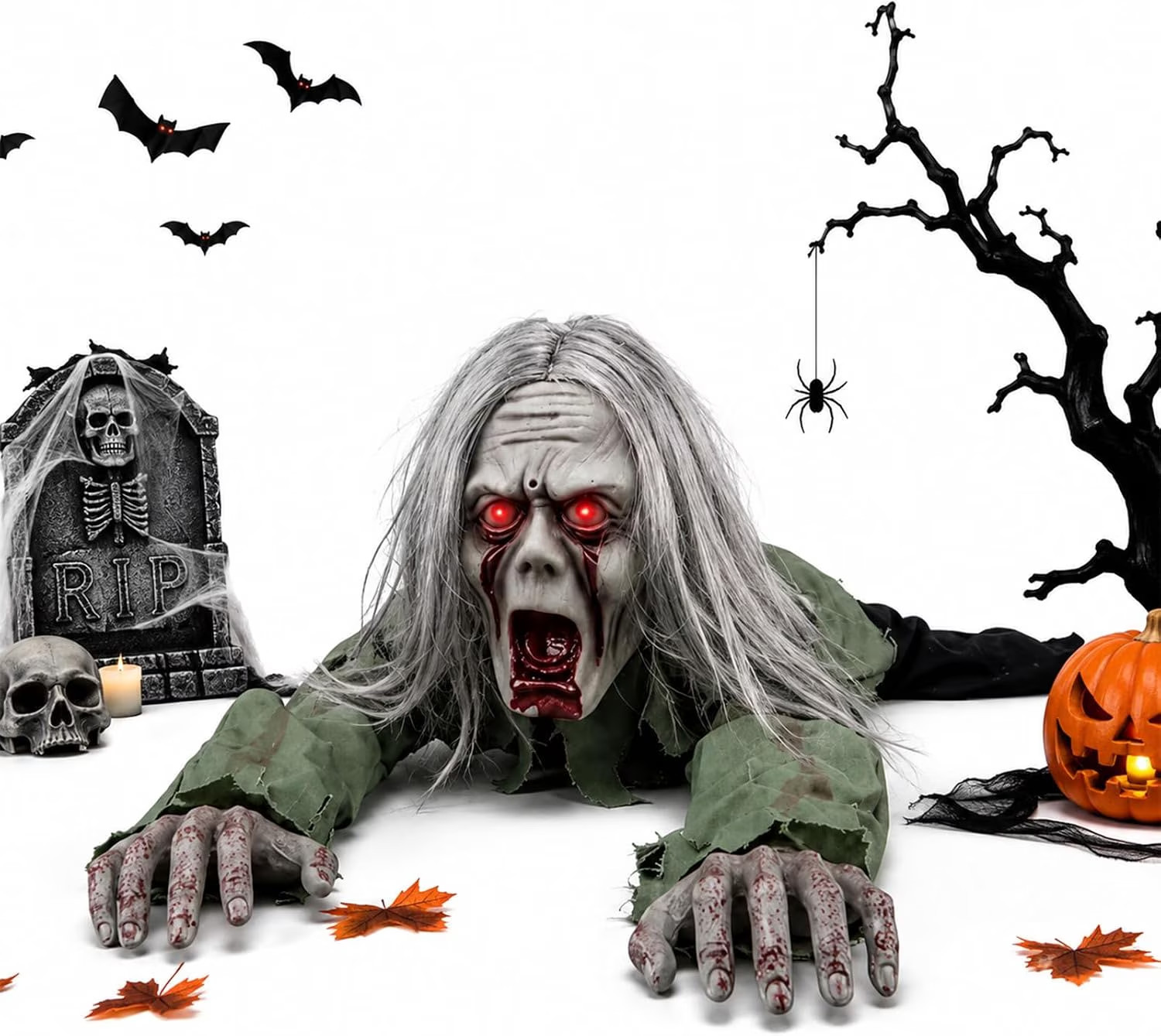 New Crawling Zombie Animatronic Electric Halloween Ghost Decoration Outdoor Yard