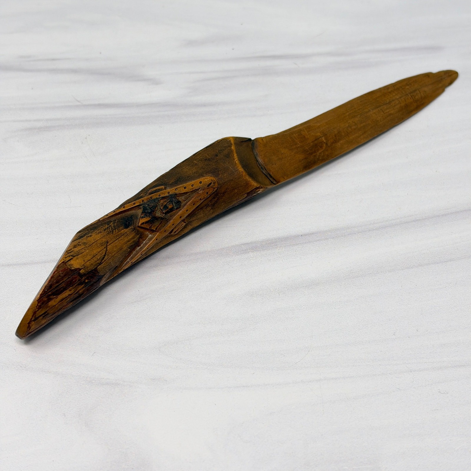 Hand Carved Wooden Freemason Letter Opener Knife Masonic 8\