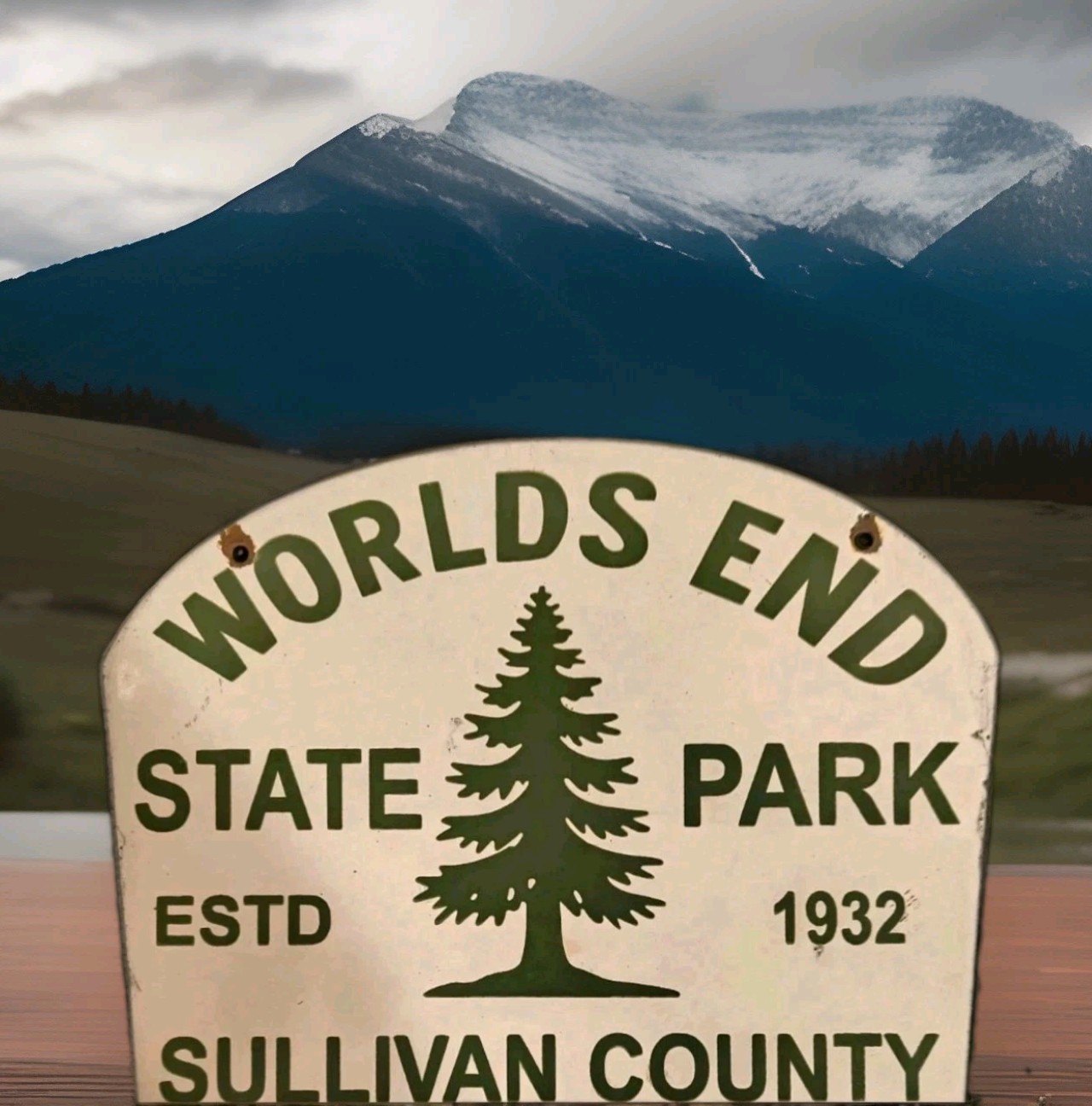 Vintage World's End State Park Porcelain Sign Forksville Pennsylvania Sullivan