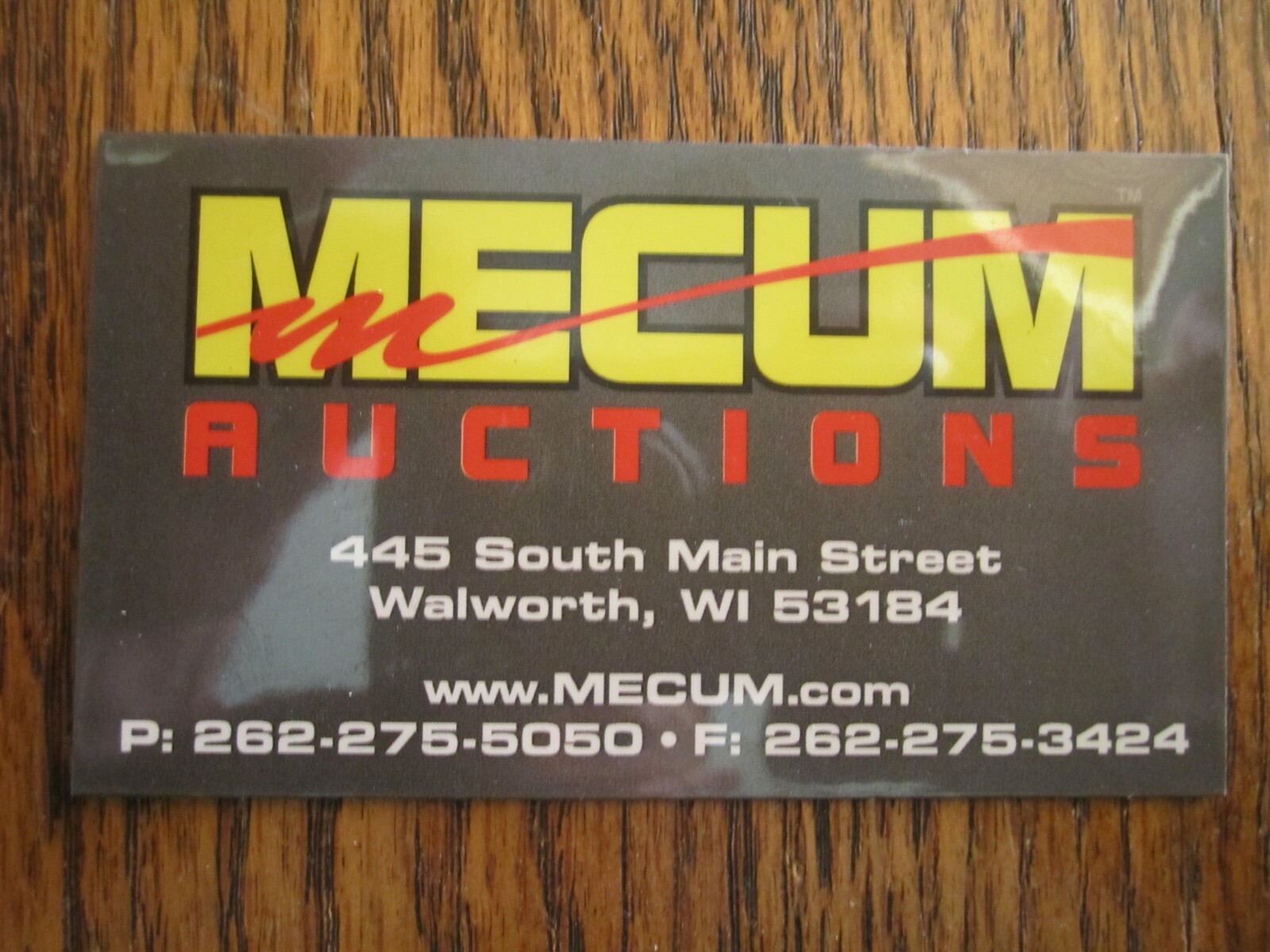 Mecum Auction Magnetic Business card