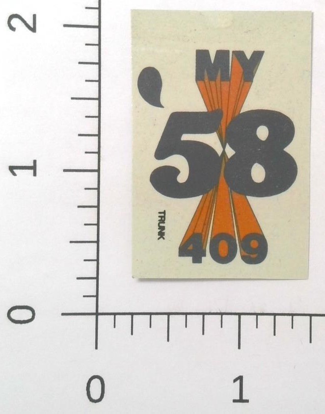 Vintage My 58 409 Trux Racing Water Transfer Sticker Decal