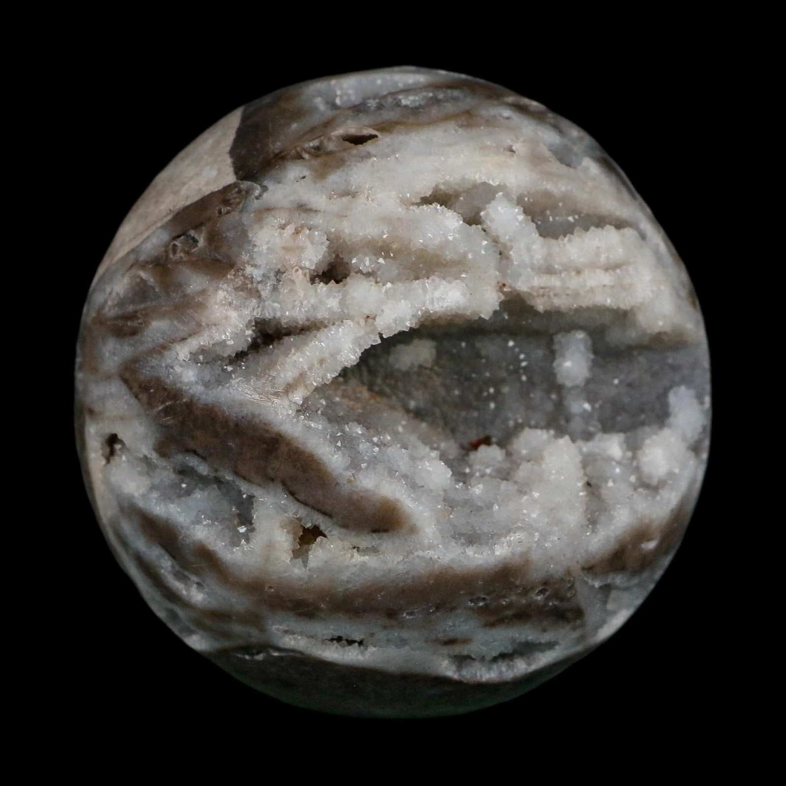 XL 70MM Polished Sphalerite Druzy And Crystal Quartz Vugs Sphere Mineral Stand