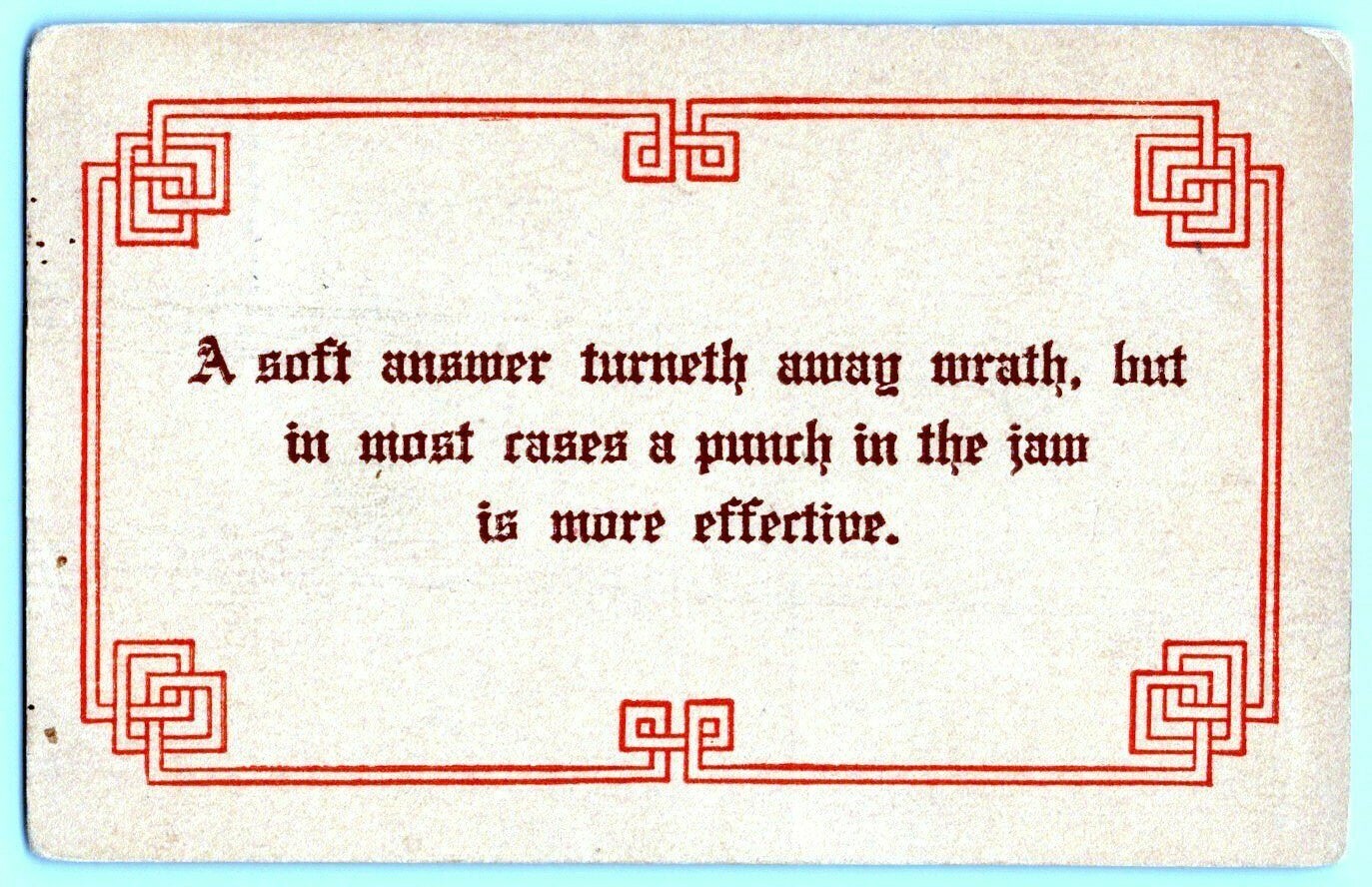 Art Antique Comic Motto Postcard 