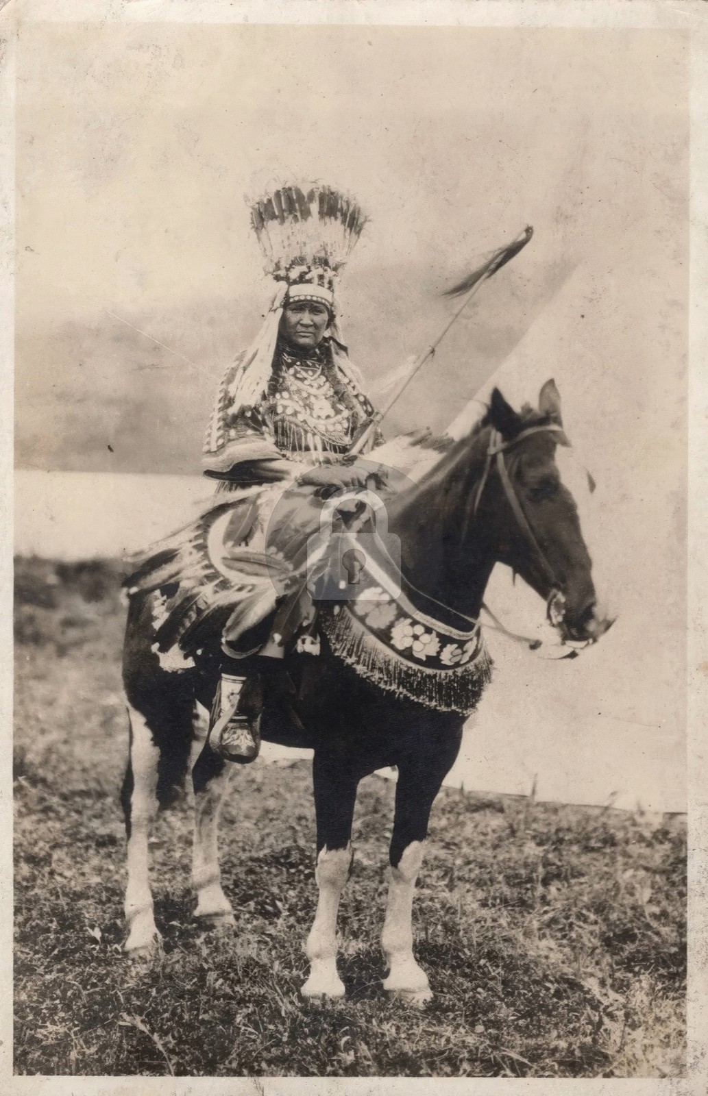 Glacier Park MT Native American Indian Chief 1910s RPPC Photo Postcard COPY