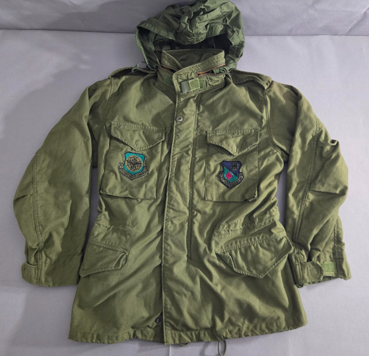 Vintage Army Jacket Mens Small Regular Green \'82 M65 Field Coat OG107 Hood Lined