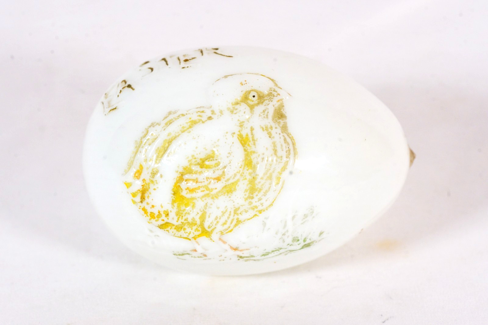 Antique Victorian Milk Glass Easter Egg Hand Blown Chick