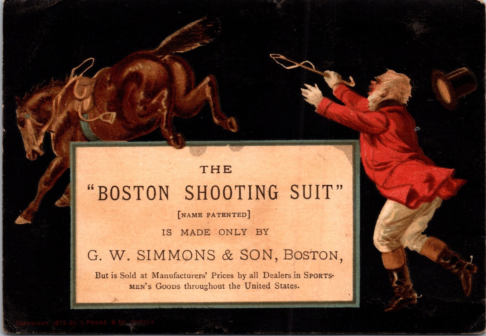 Vintage Victorian Equestrian Horse Boston Riding Sport Suit Antique Trade Card