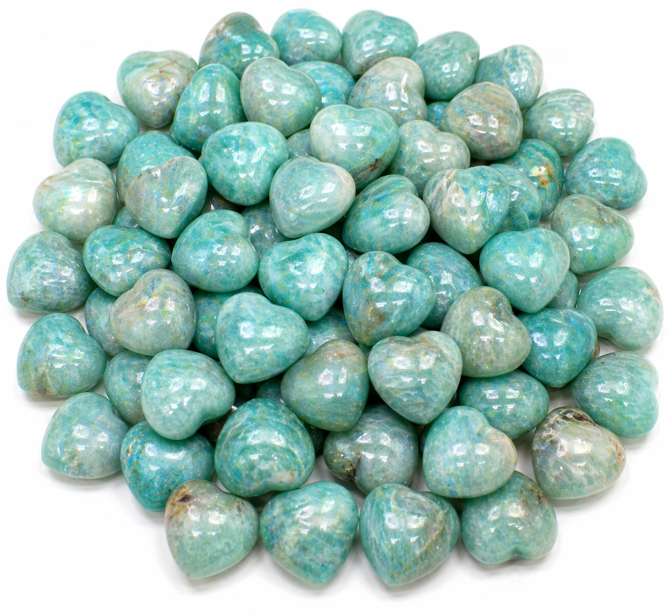 5KG (11 lb)  Amazonite Mini Heart Bulk Lot – Polished Blue-Green Crystal 1