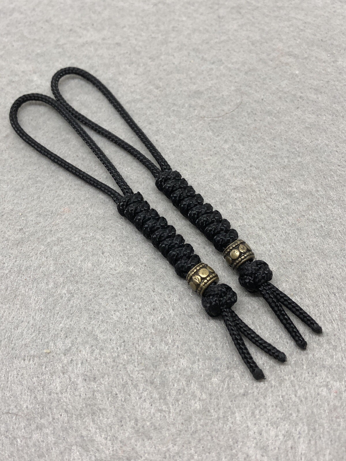 2mm Paracord Micro Knife Lanyard 2pk, Black Cord Snake Knot With Metal Bead