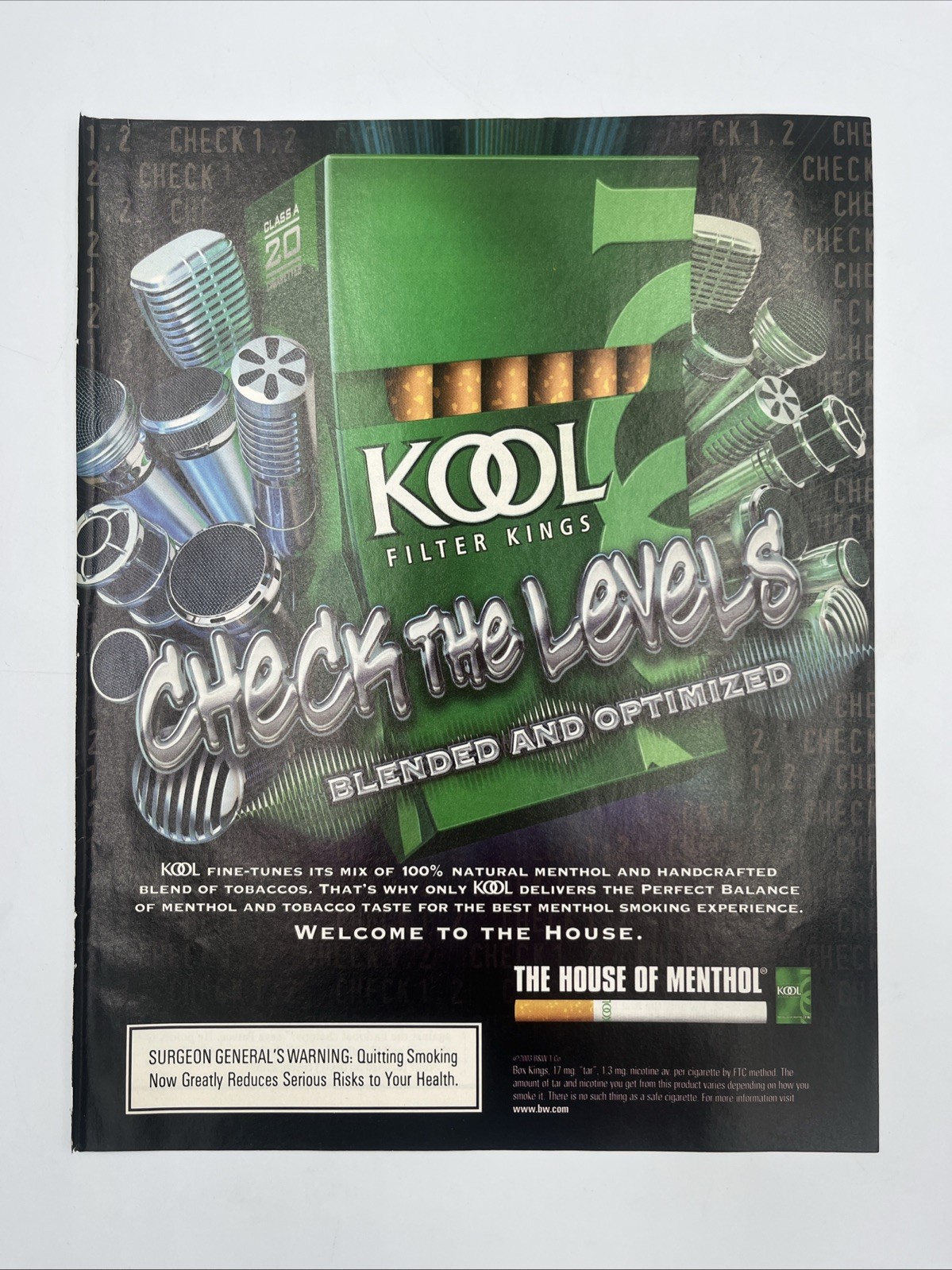 2004 Magazine Print Ad Advertisement Kool Menthol Cigarettes Levels Microphones