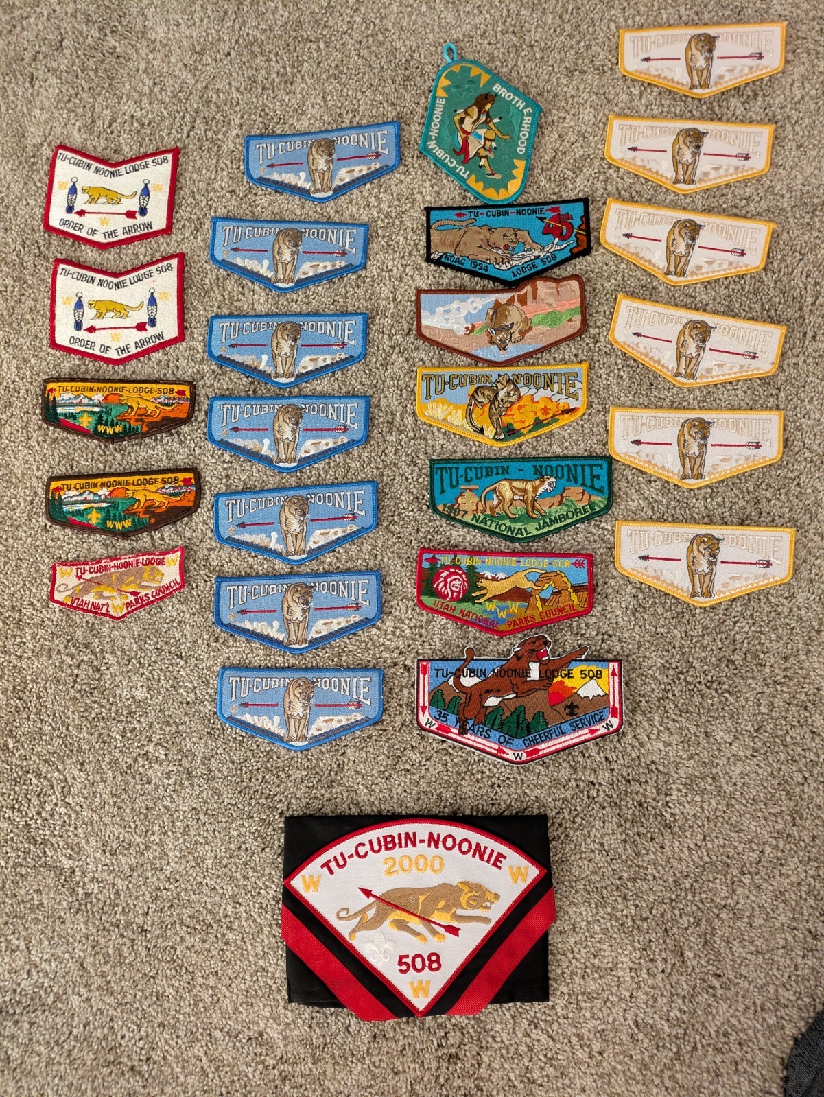 LABOR DAY SALE BSA 25 patches Tu-Cubin Noonie + a neckerchief. 12 unique