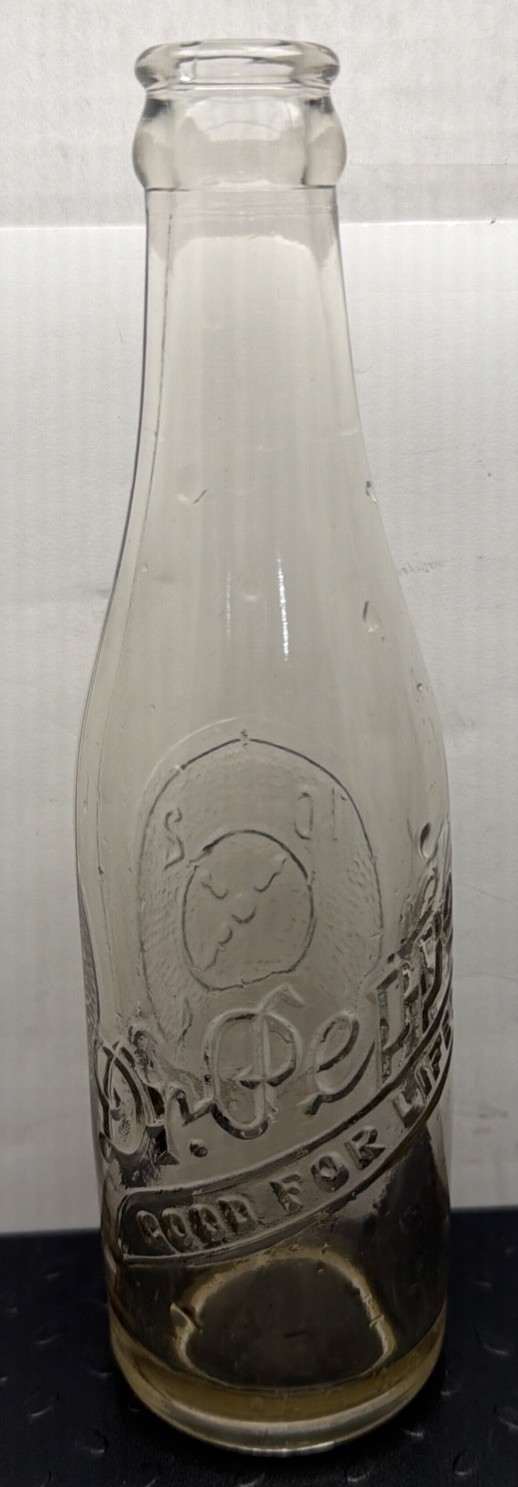 Vintage 1943 Dr Pepper 6.5 oz Glass Bottle Debossed GFL 10-2-4 Clock L G W.: 7A1