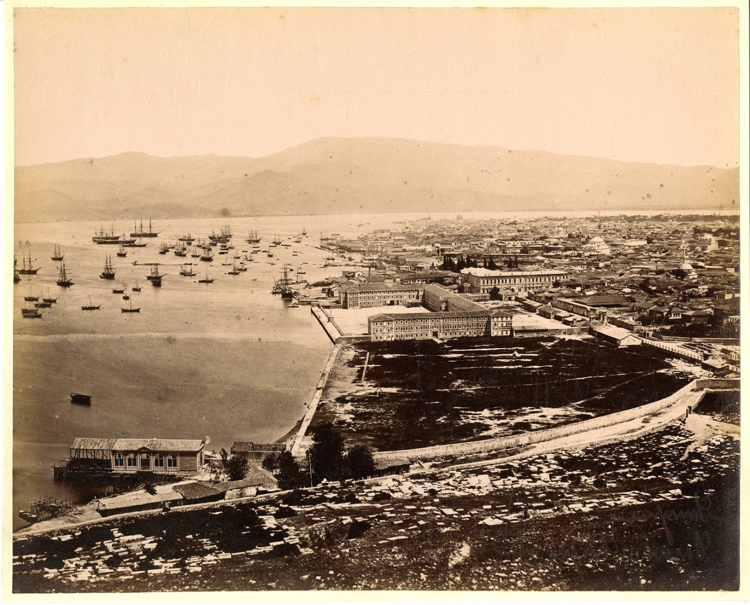 Turkey, Smyrna. Eski İzmirin Vintage Albumen Print. Vintage Turkey Tirage al
