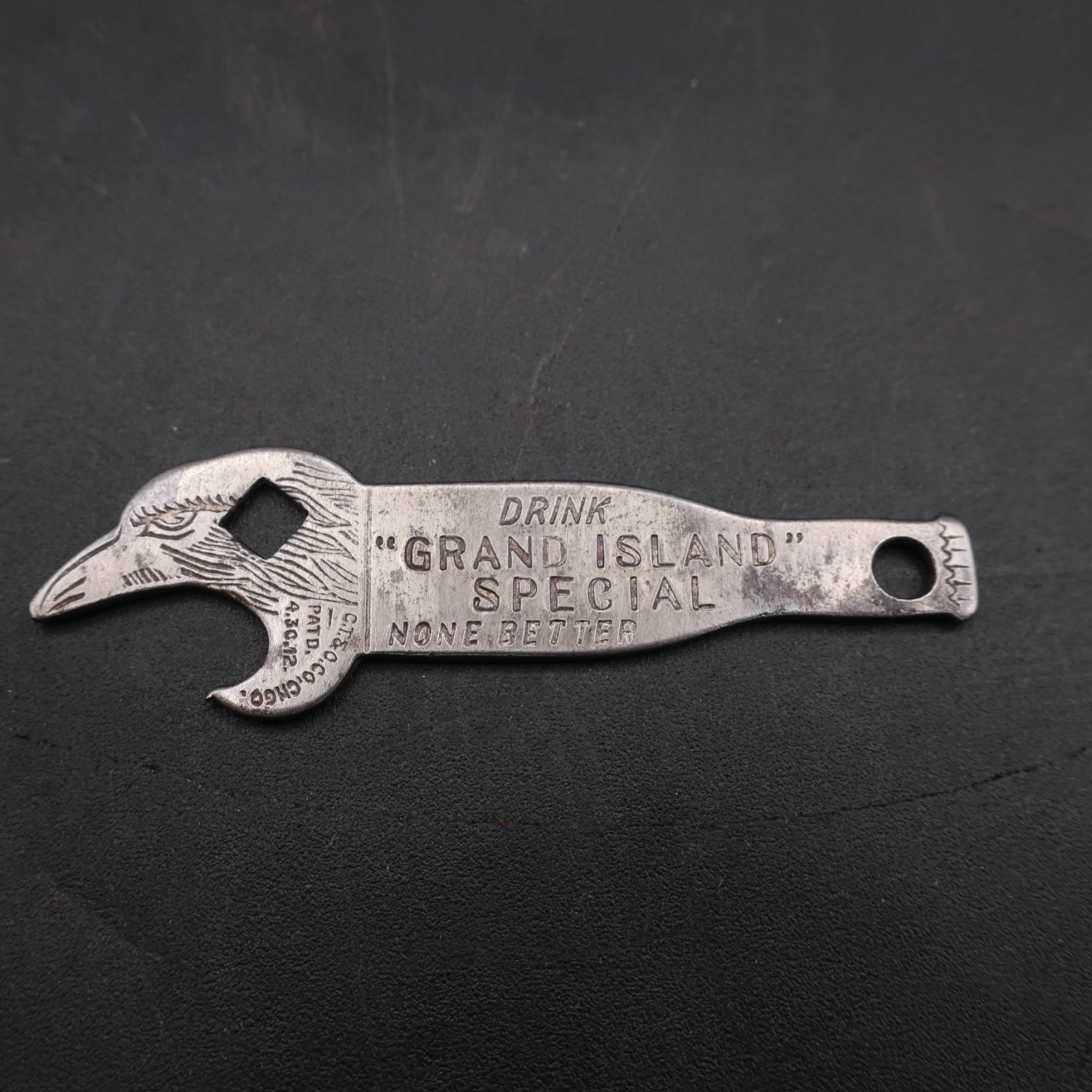 1910s Grand Island Special Beer, Nebraska Eagle Bottle Opener - Pre Pro - RARE