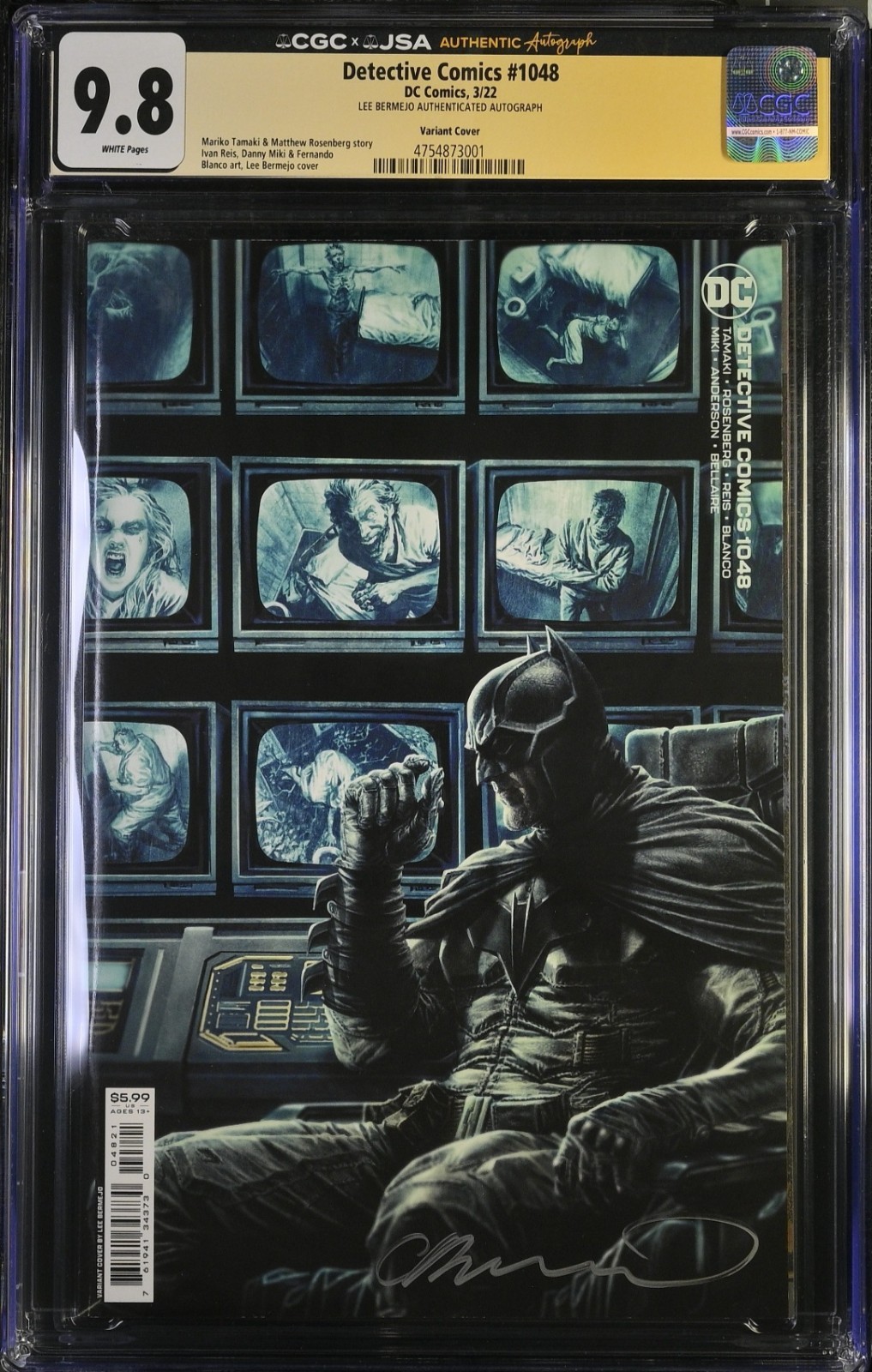 DETECTIVE COMICS #1048 CGC 9.8 SS SIGNED LEE BERMEJO VARIANT & SIGNED HC JOKER