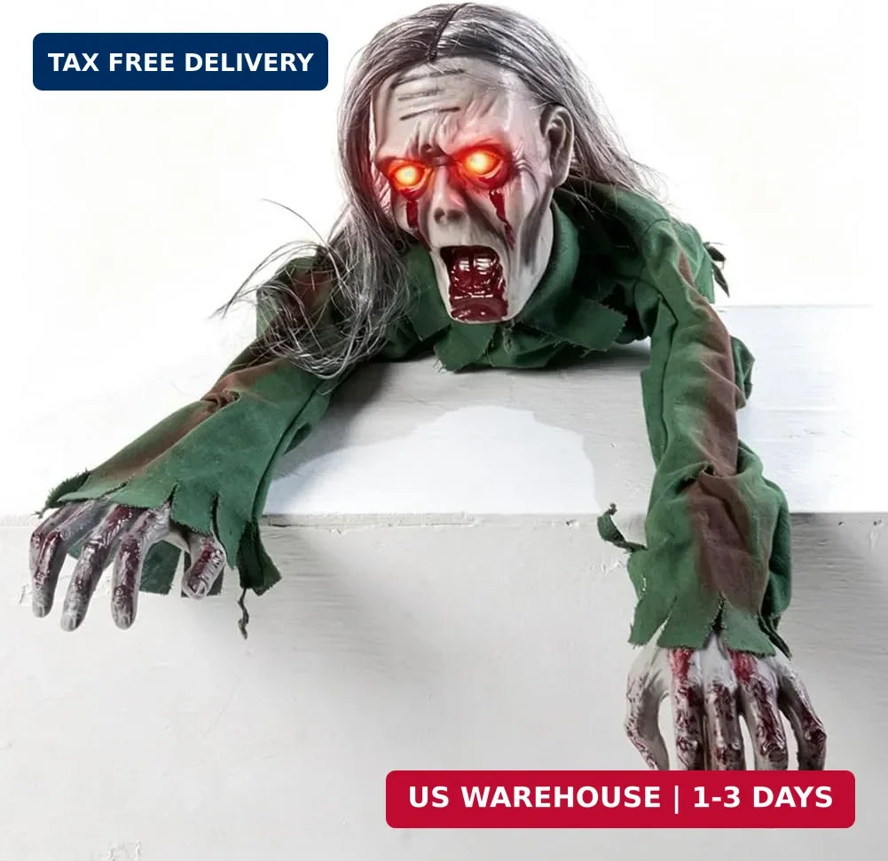 Halloween Scary Yard Decorations, Scary Long Hair Glow Crawling Ghost, Outdoor G