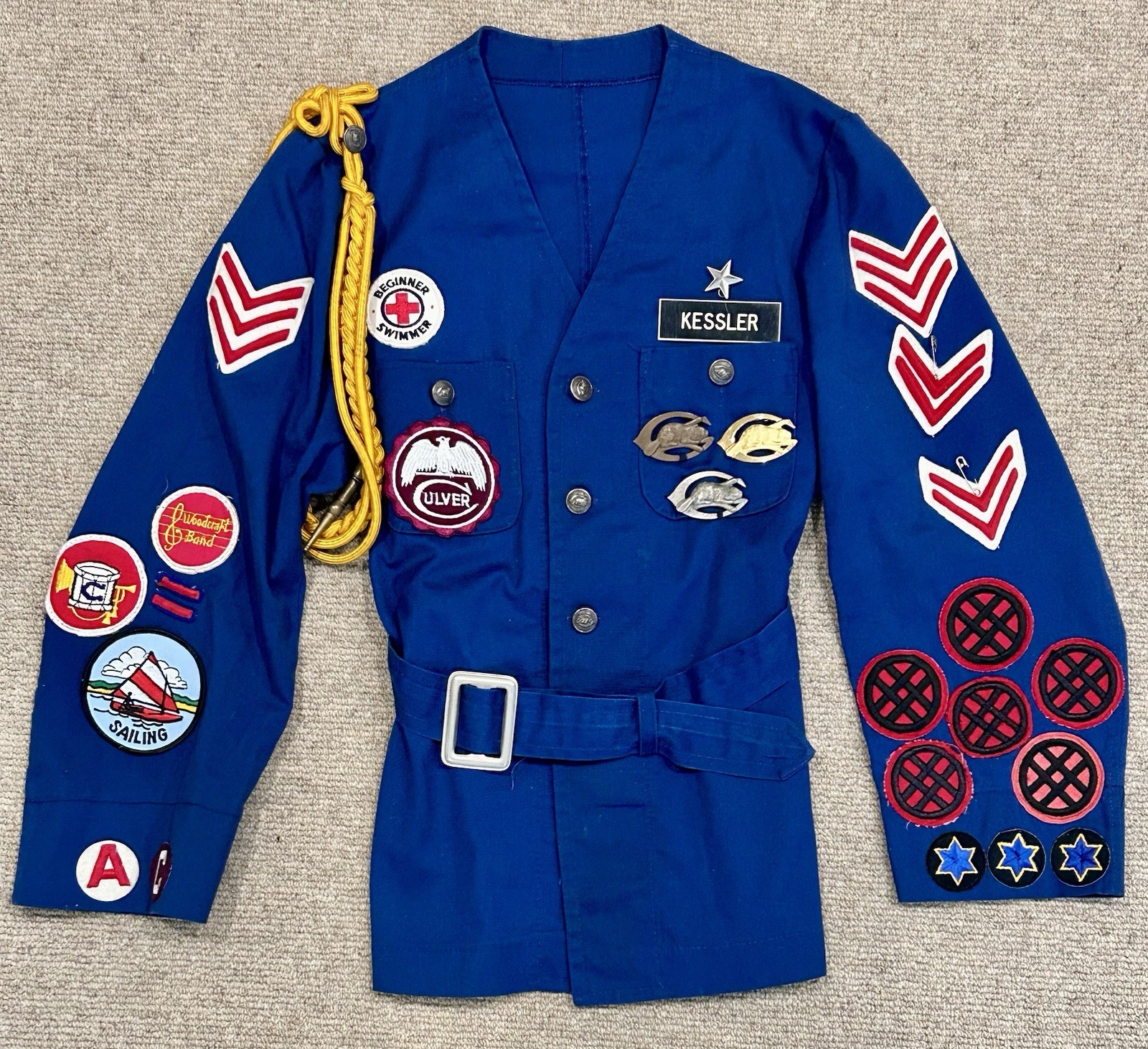 1960’s Culver Military Camp Uniform Jacket Insignia Beaver Pins Medals Patches