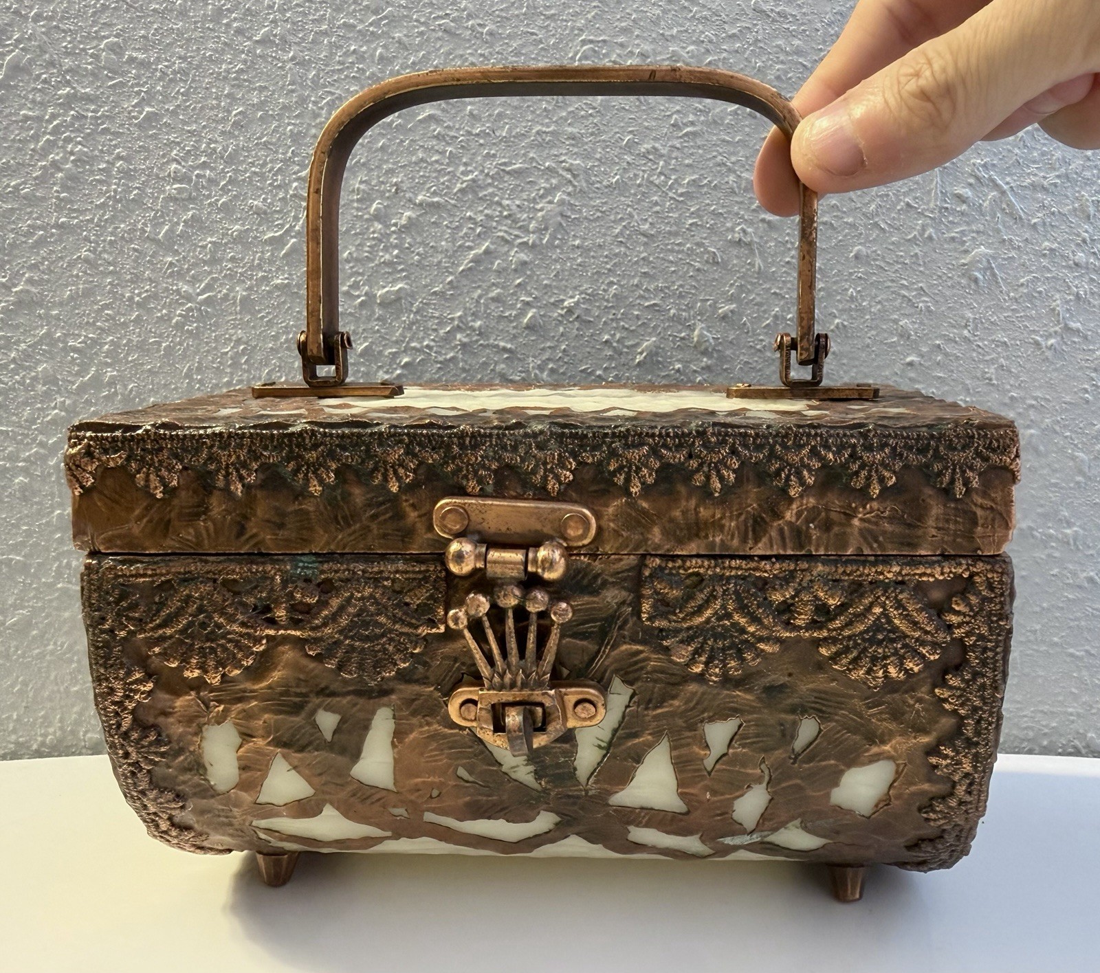 MCM Walborg Copper & Lucite Purse Copper Handle Clasp Vintage Handbag