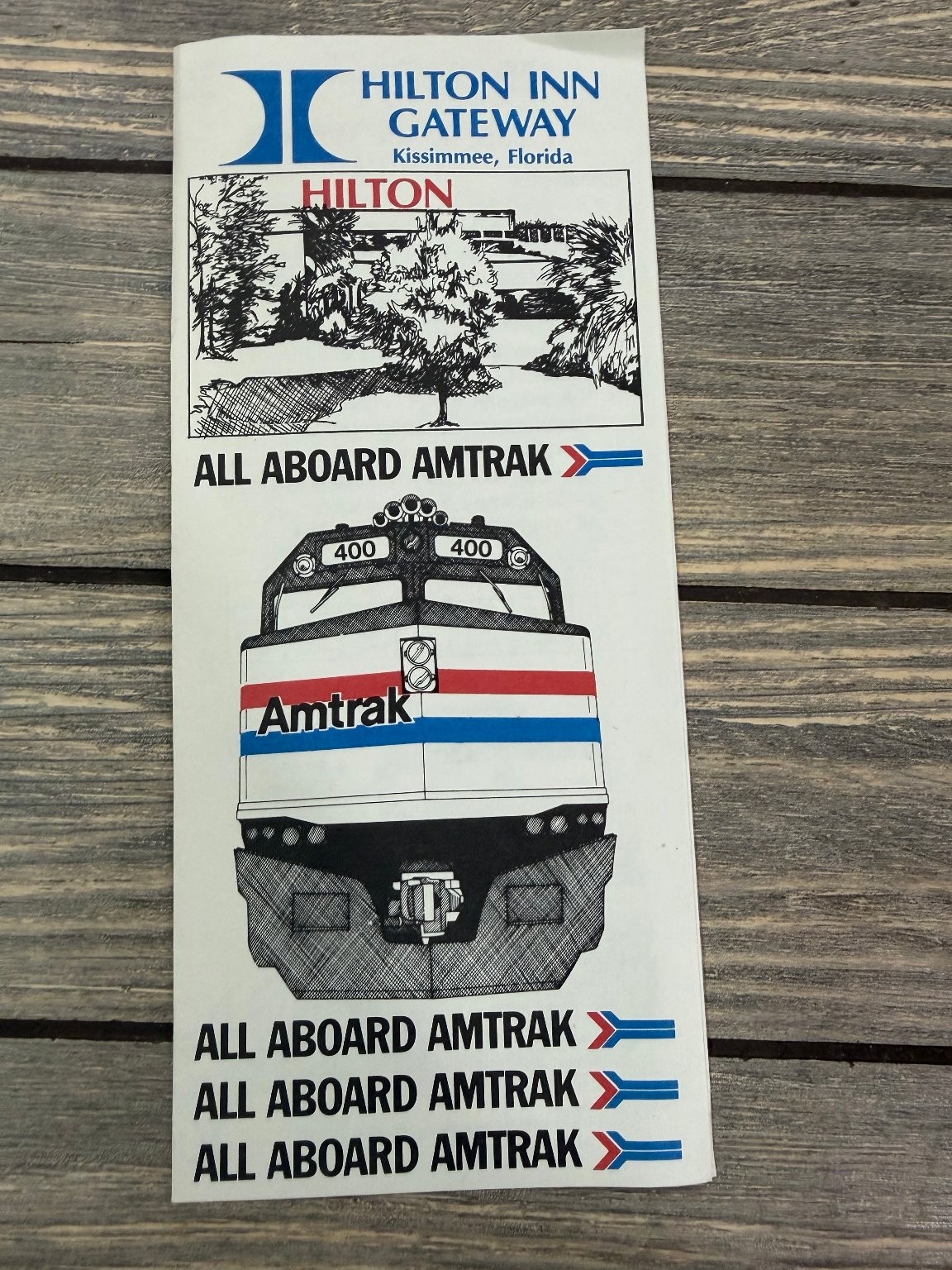 Vintage 1987-88 Hilton Inn Gateway Kissimmee FL Amtrak Train Travel Brochure