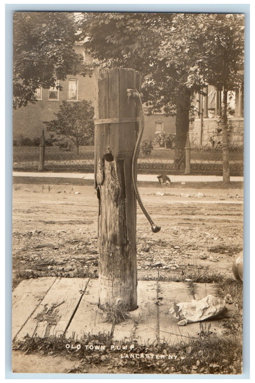 c1910\'s Old Town Pump Lancaster New York NY RPPC Photo Posted Antique Postcard