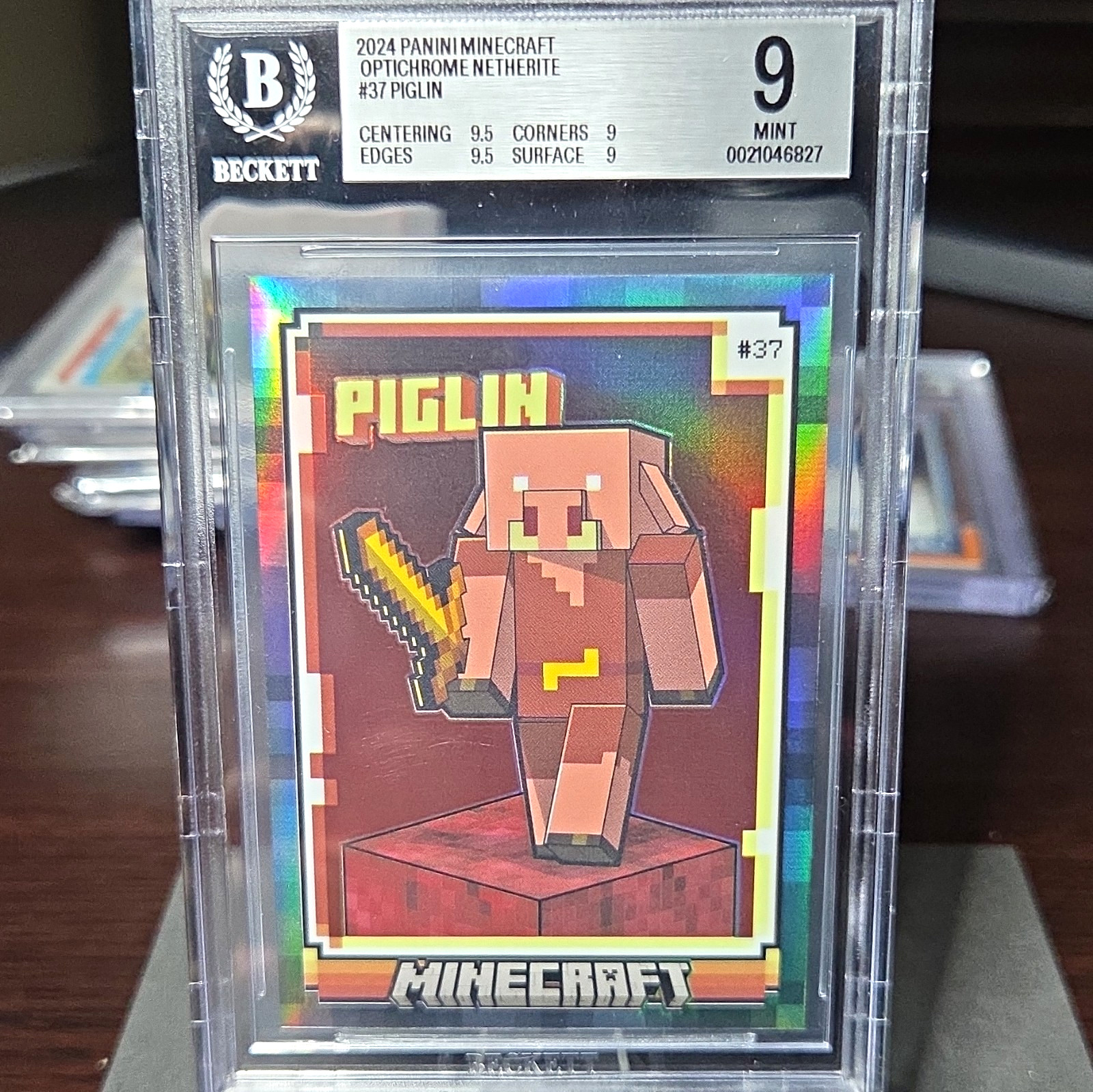 2024 Panini Prizm Minecraft Optichrome Netherite #37 Piglin BGS 9 1/1 ONE OF ONE
