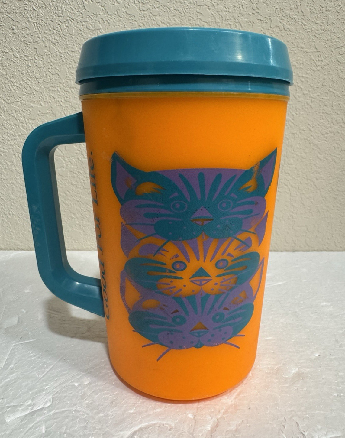 Vintage IAMS Aladdin Cat Insulated Travel Mug USA Collectible Kitty Kitten Cup