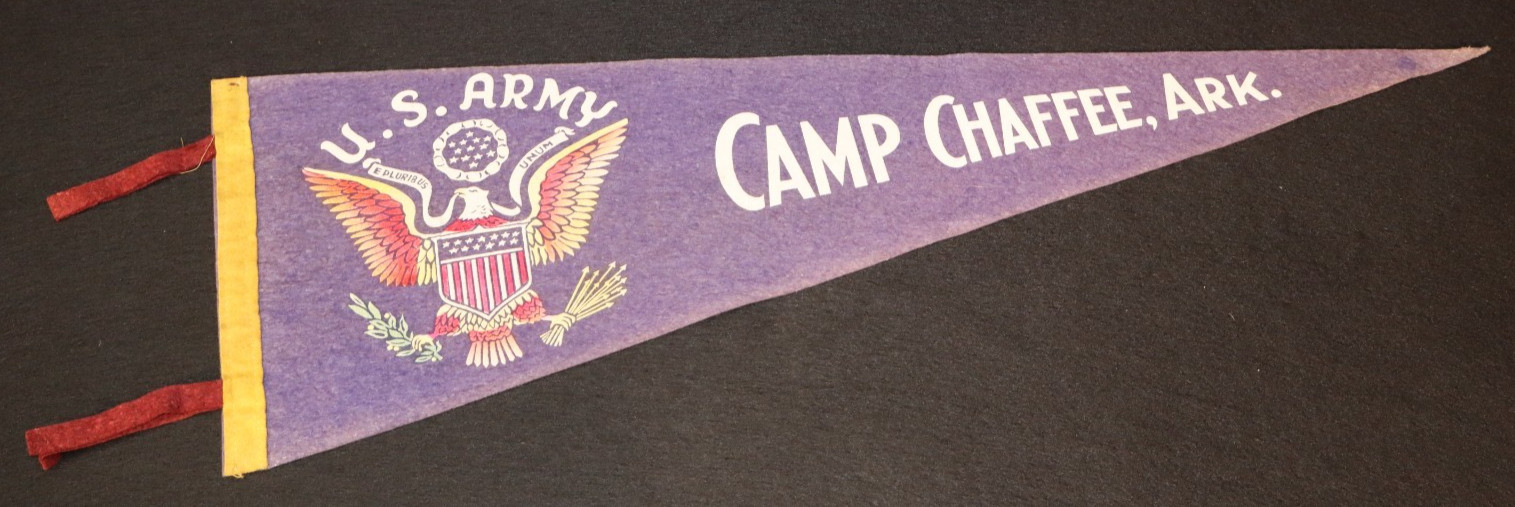 WWII US Army Camp Chaffee Ark. Arkansas Printed Wool Felt Pennant 27 Inches