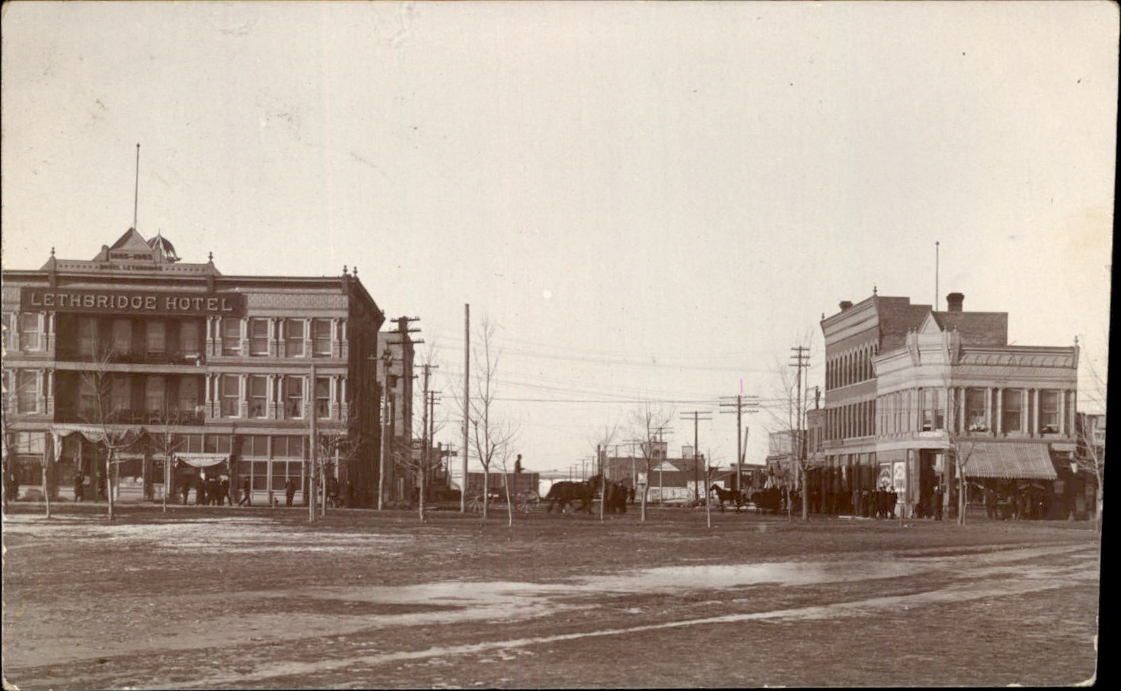 Lethbridge AB Hotel Street Scene c1910 Real Photo Vintage Postcard bhn