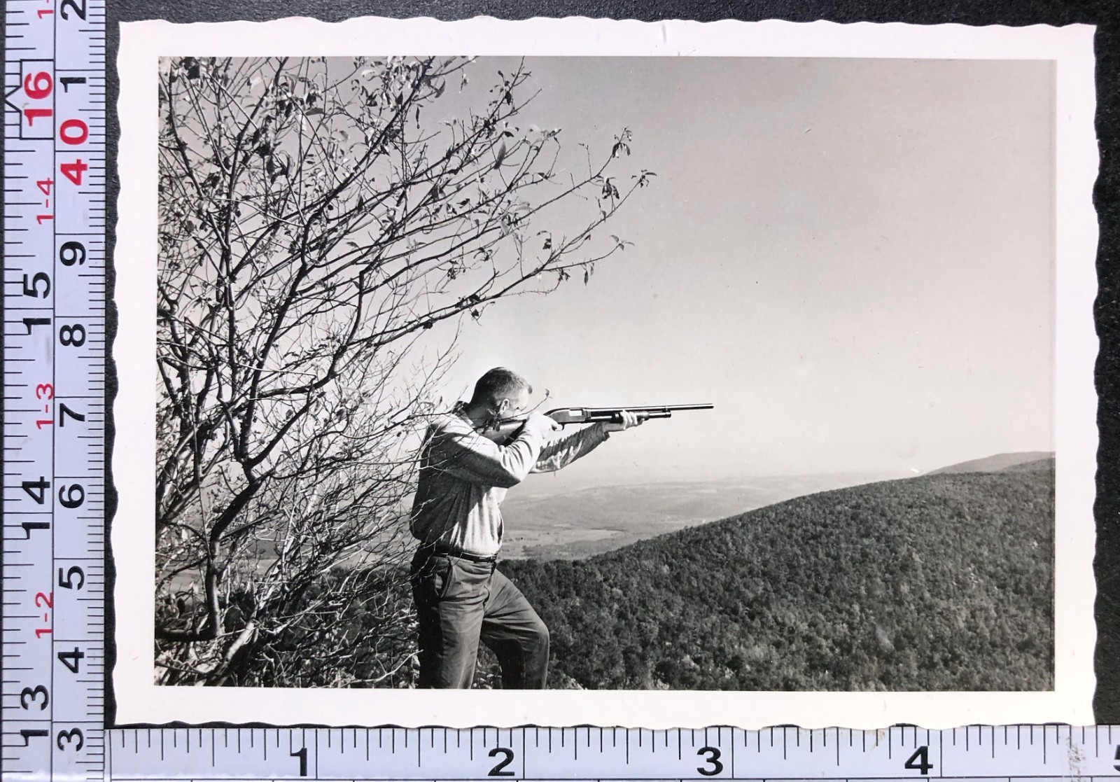Hunter Hunting Aiming Shotgun Birding Sports Outdoor BW Photo Snapshot #7