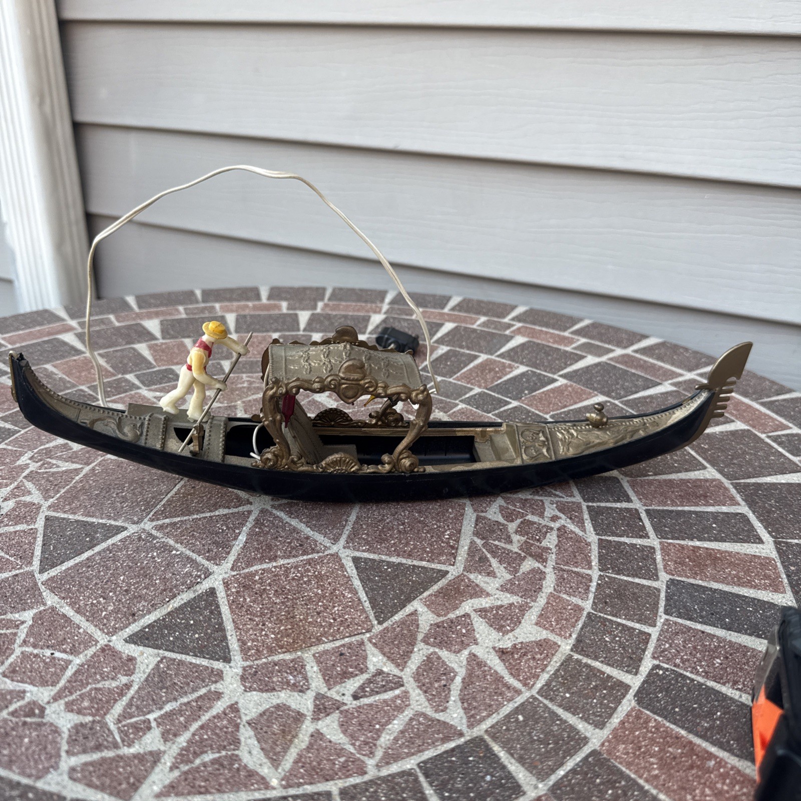 VINTAGE 60's ITALIAN VENICE SOUVENIR LIGHTED GONDOLA CAR, DANCER, Missing Parts