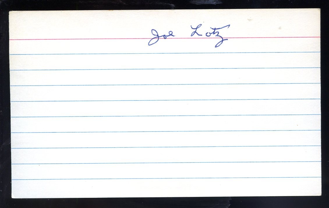 Joe \'Smokey\' Lotz (debut 1916 St. Louis Cardinals) signed 3x5 card (d. 1971)