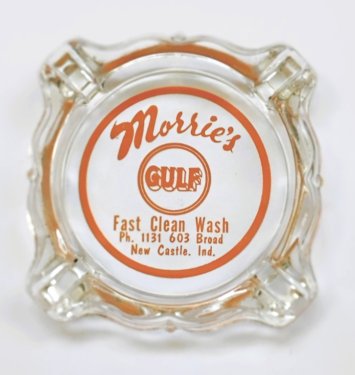ca. 1950\'s Morrie\'s Gulf Gas Station Ashtray New Castle, Indiana IN