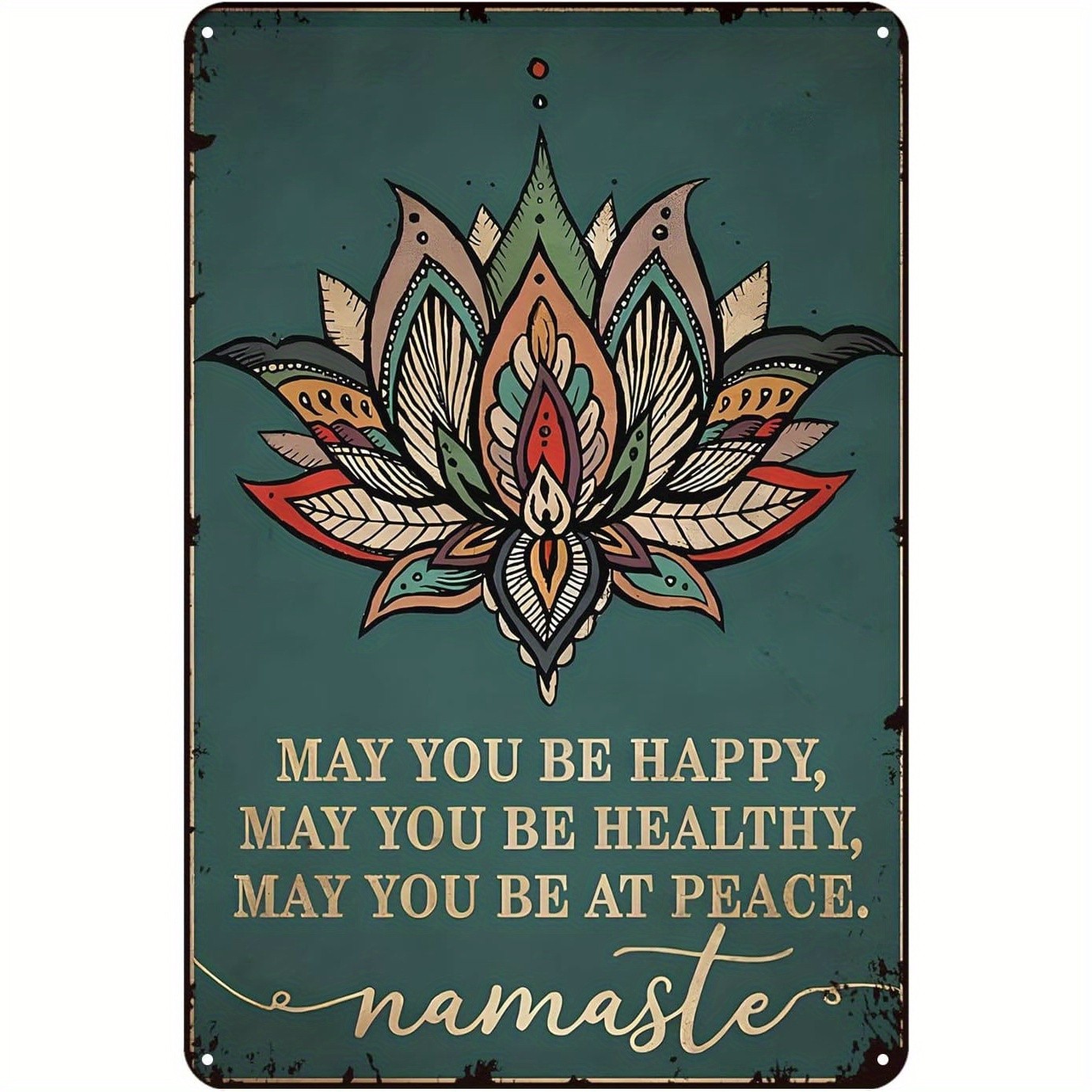 Vintage Tinplate Yoga Namaste Greet Tin Metal Signs Home Décor 8x12 