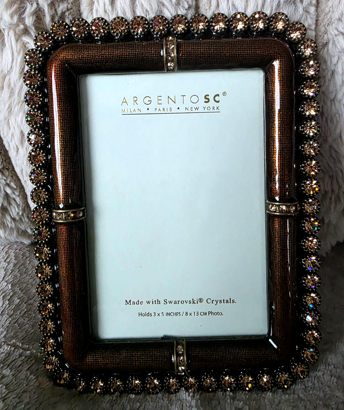 Luxurious ARGENTO SC Picture RED Enamel Frame Jeweled Swarovski Yellow Crystals