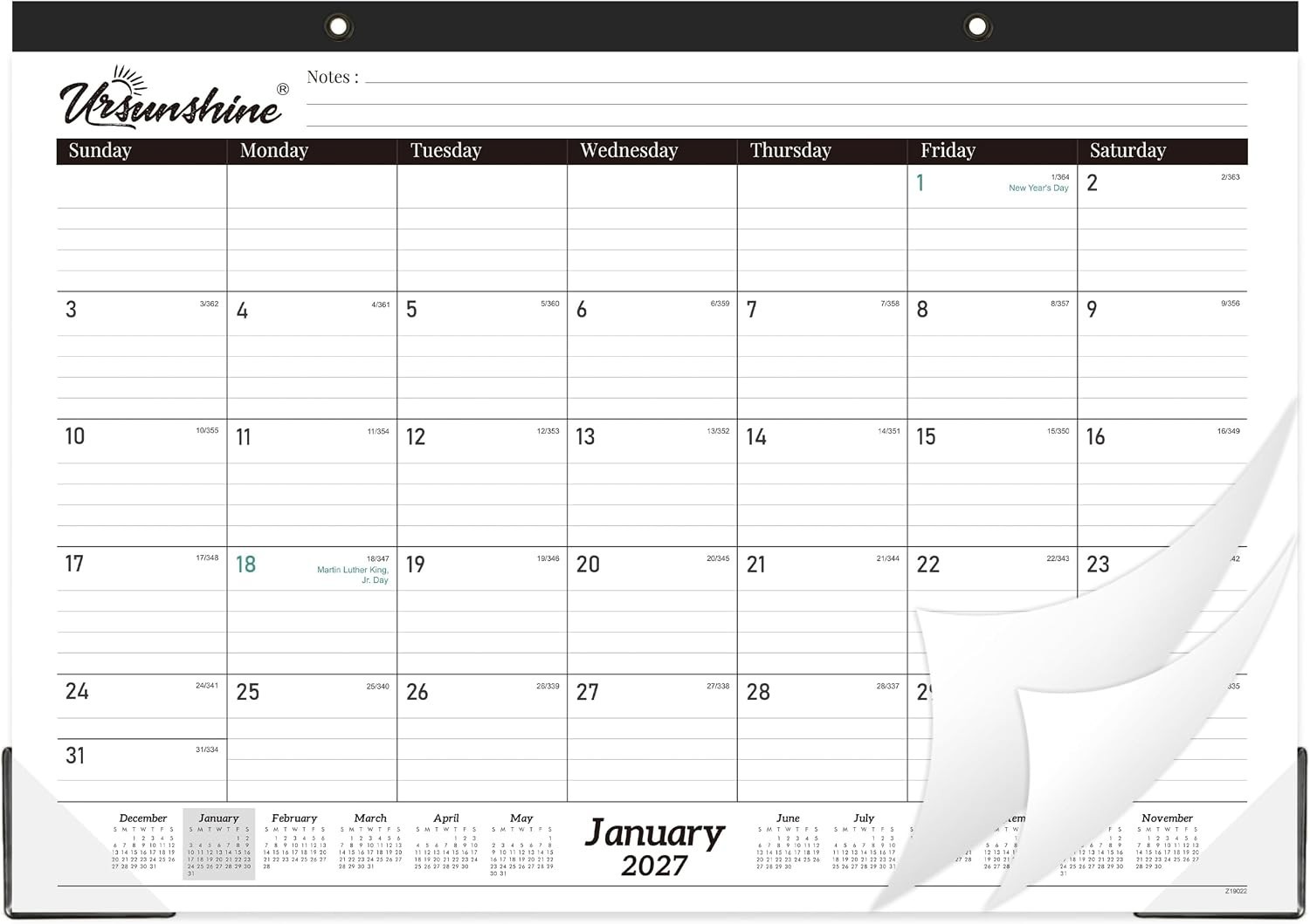 2027 Desk Calendar - 18 Monthly Desk Calendar 2027, 17