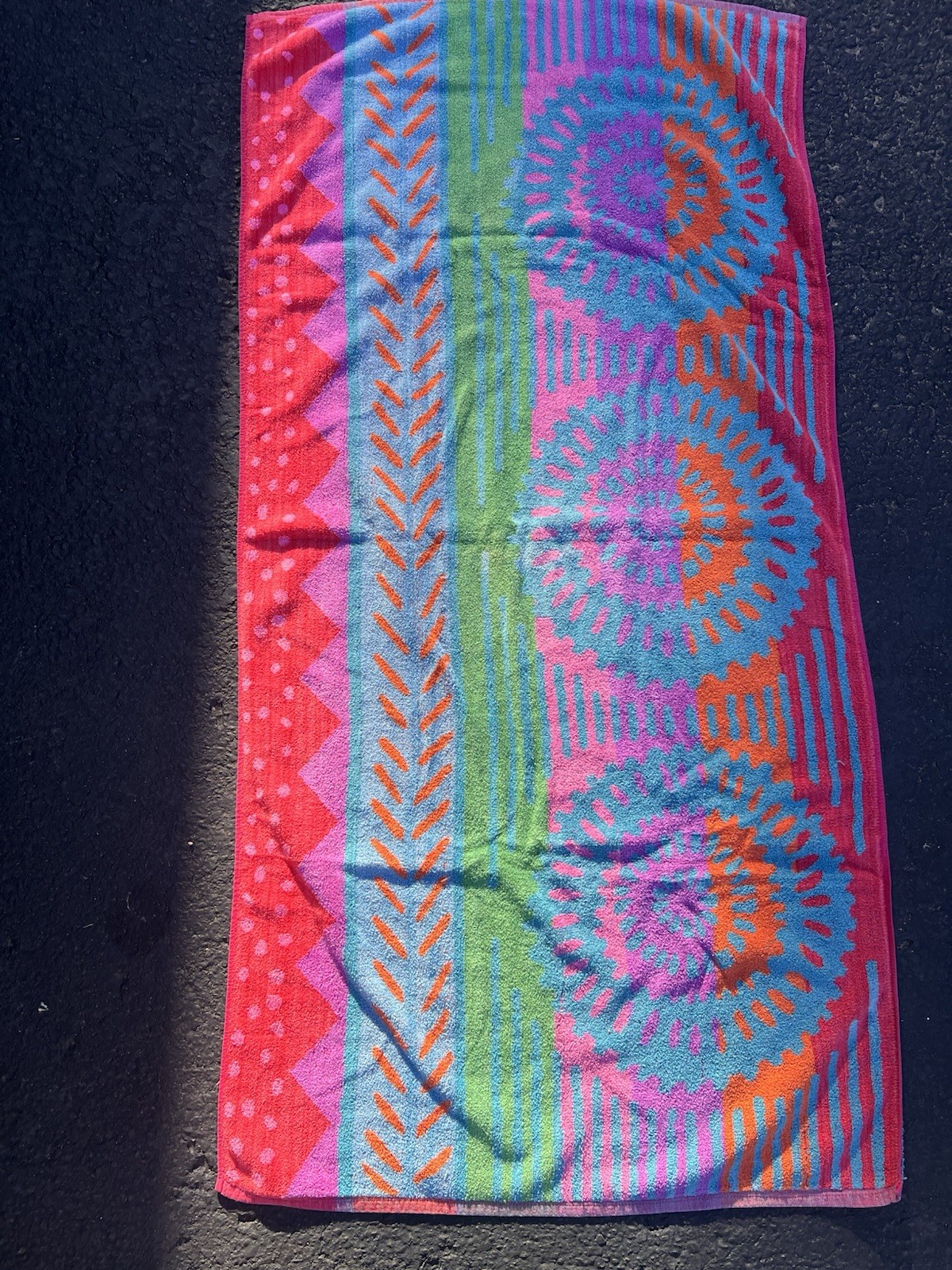 VTG Royal Terry Beach Towel Multicolor Geometric Medallion Boho 55x26