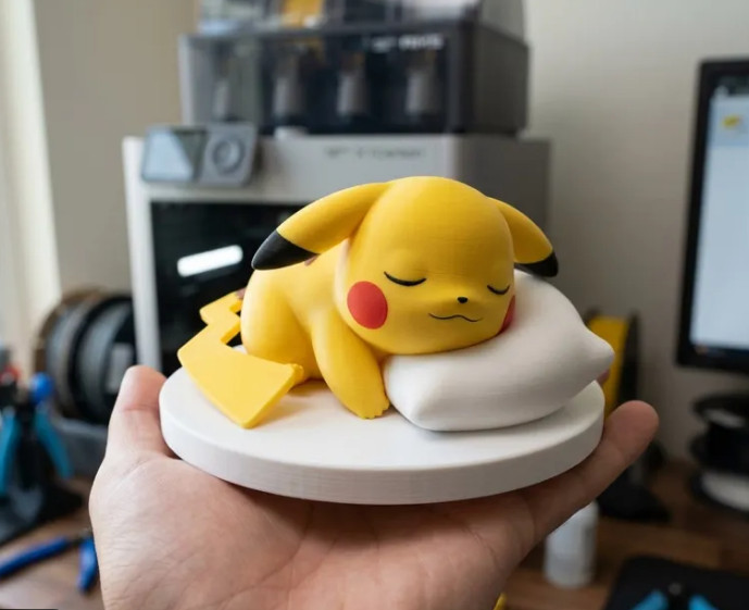 3D Printed Sleeping Pikachu Figure – Hand Painted – Custom Size – Pokémon Decor