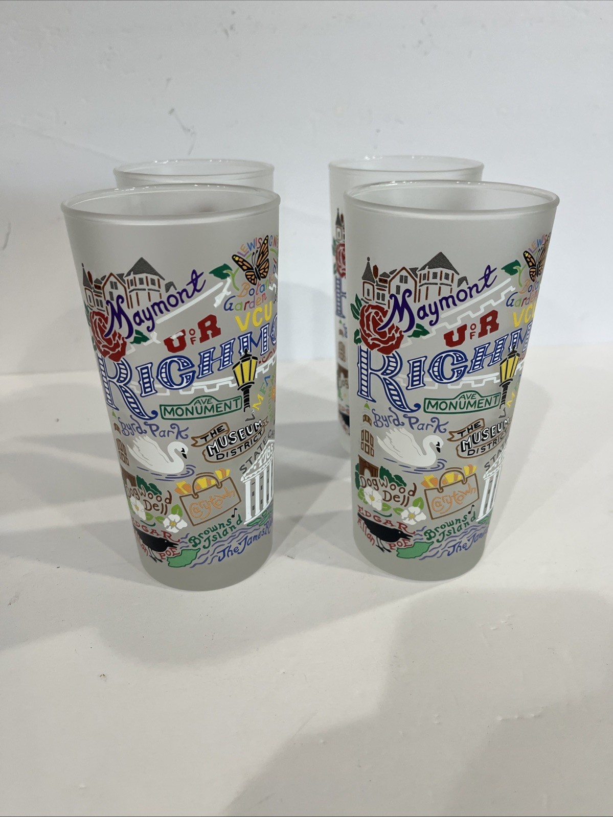 Catstudio Frosted Glasses RICHMOND Geography Series Set Of 4, NWOB