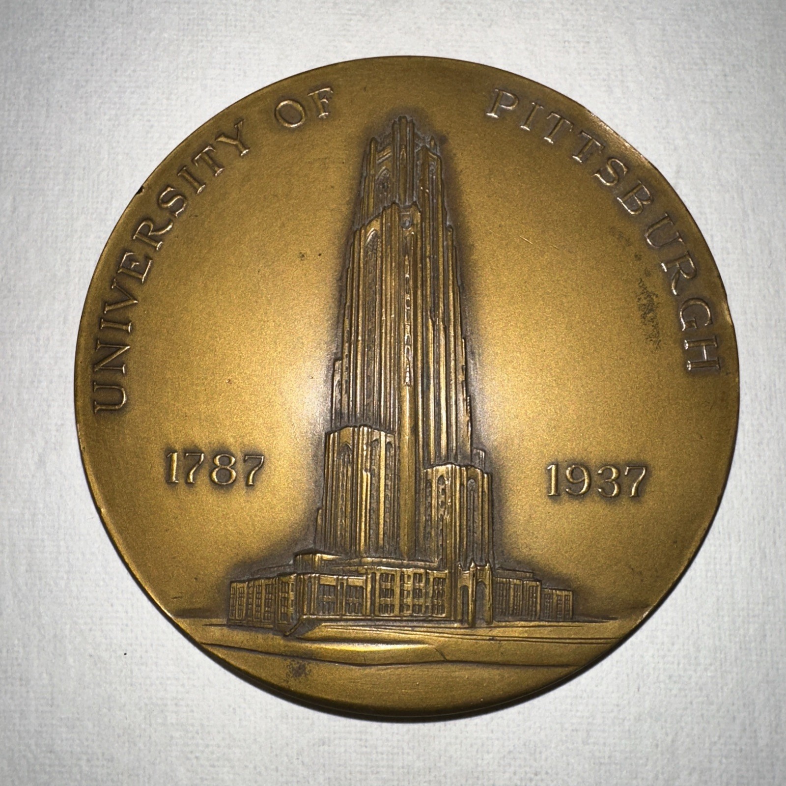 1937 University of Pittsburgh Bronze 150 Year Anniversary Commemorative Medal 3”