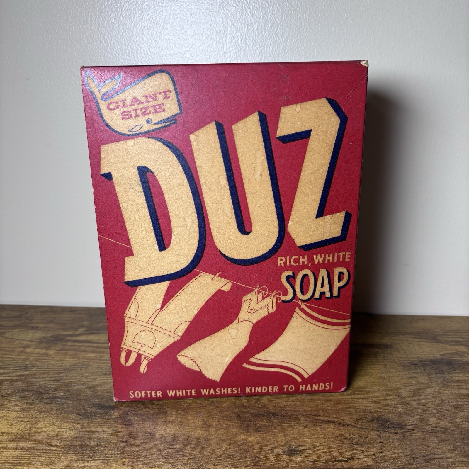 VTG 1950s DUZ Rich White Soap Giant Size Box Procter & Gamble Advertising - Full