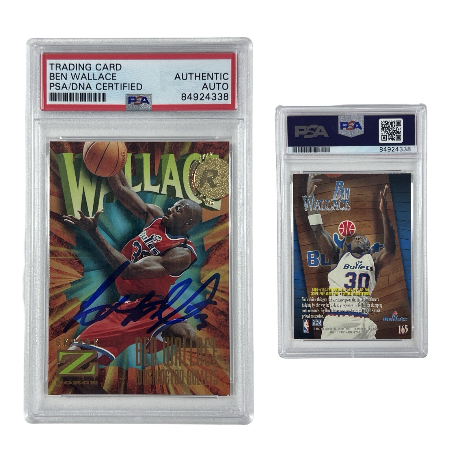 1997 Ben Wallace Skybox Z Force #165 PSA Authentic Auto