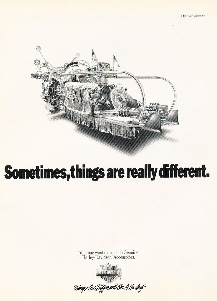 1987 Harley Davidson different- Original  Motorcycle Advertisement Print Ad J289