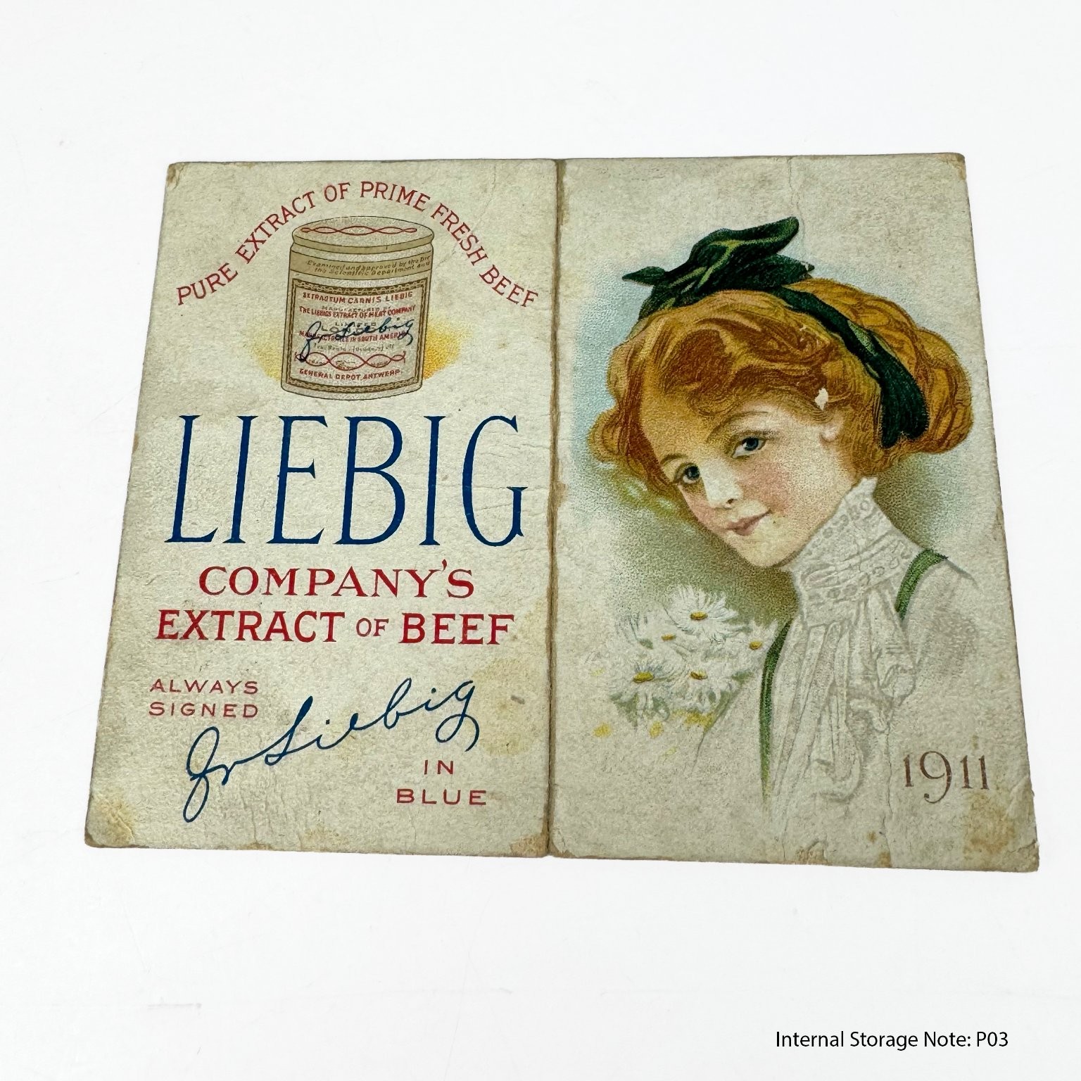 Antique 1911 Liebig Beef Extract Advertising Calendar Vintage Edwardian Girl