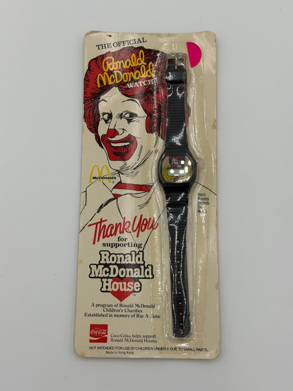 THE OFFICIAL RONALD MCDONALD WATCH 1984 BLACK BAND VINTAGE UNOPENED